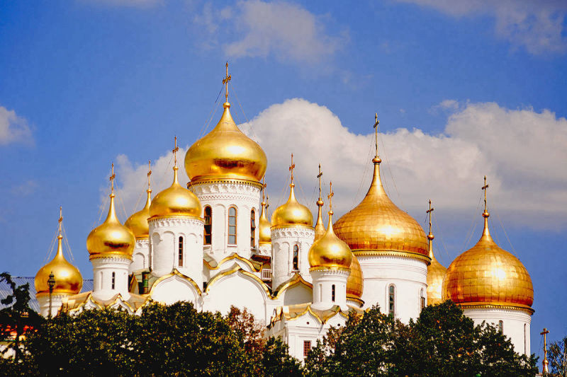 Coupoles dorées des cathédrales du Kremlin - Moscou - Photo © Michel Drachoussoff